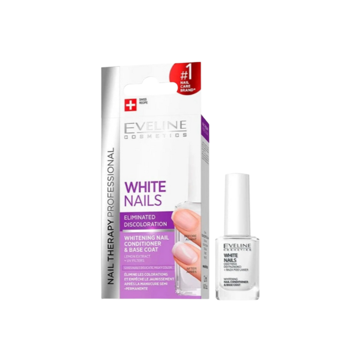 EVELINE Whitening Nail Conditioner & Base Coat - 12ml | ايفلين طلاء مفتح يستخدم ك توب كوت او ك طبقة قاعدية - 12 مل