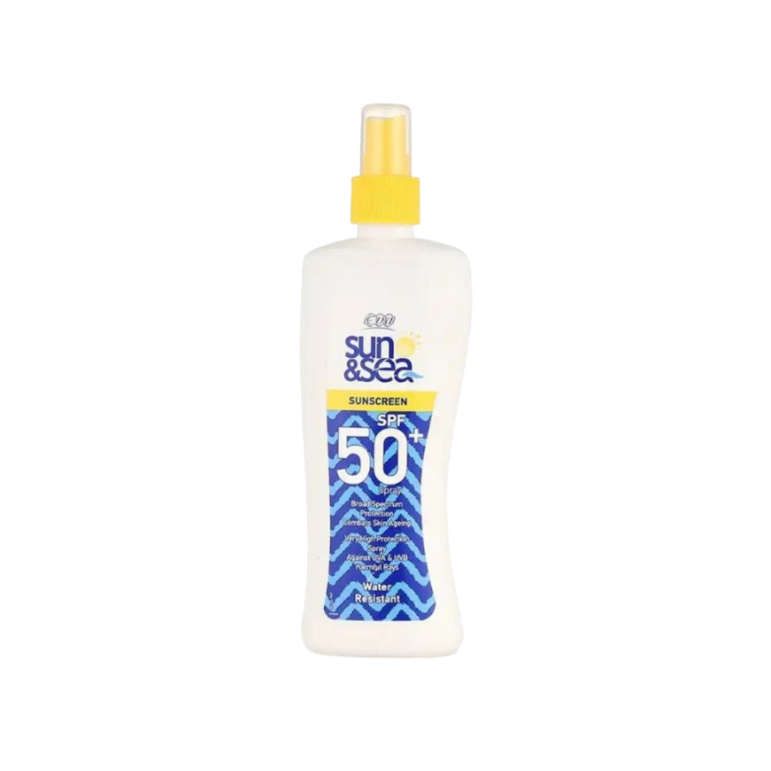 ‎EVA Sun & Sea Sunscreen Spray SPF 50+ - 200ml ايفا بخاخ واقي من الشمس  بعامل حماية +50-200 مل