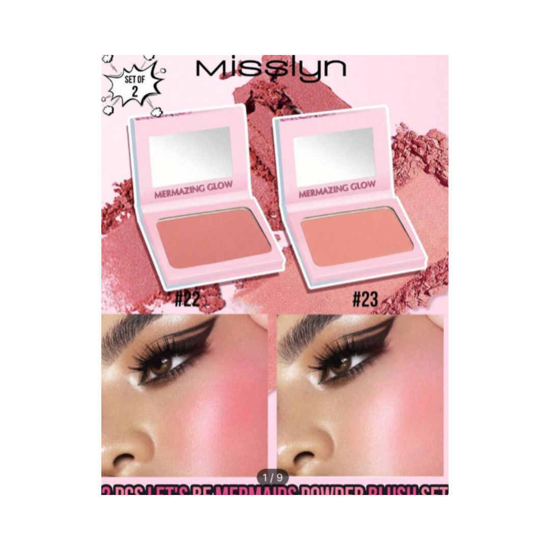 Misslyn Lets Be Mermaids Strobing Powder + Mermazing Glow Strobing Cream - 6x6g | - 6x6 غرام غرام ميسلين مجموعة بلاش للخدود -