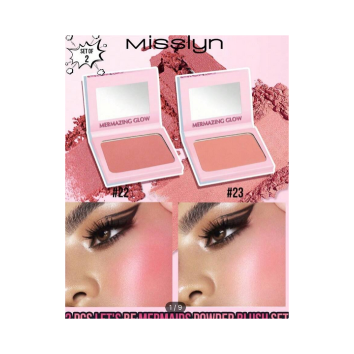 Misslyn Lets Be Mermaids Strobing Powder + Mermazing Glow Strobing Cream - 6x6g | - 6x6 غرام غرام ميسلين مجموعة بلاش للخدود -