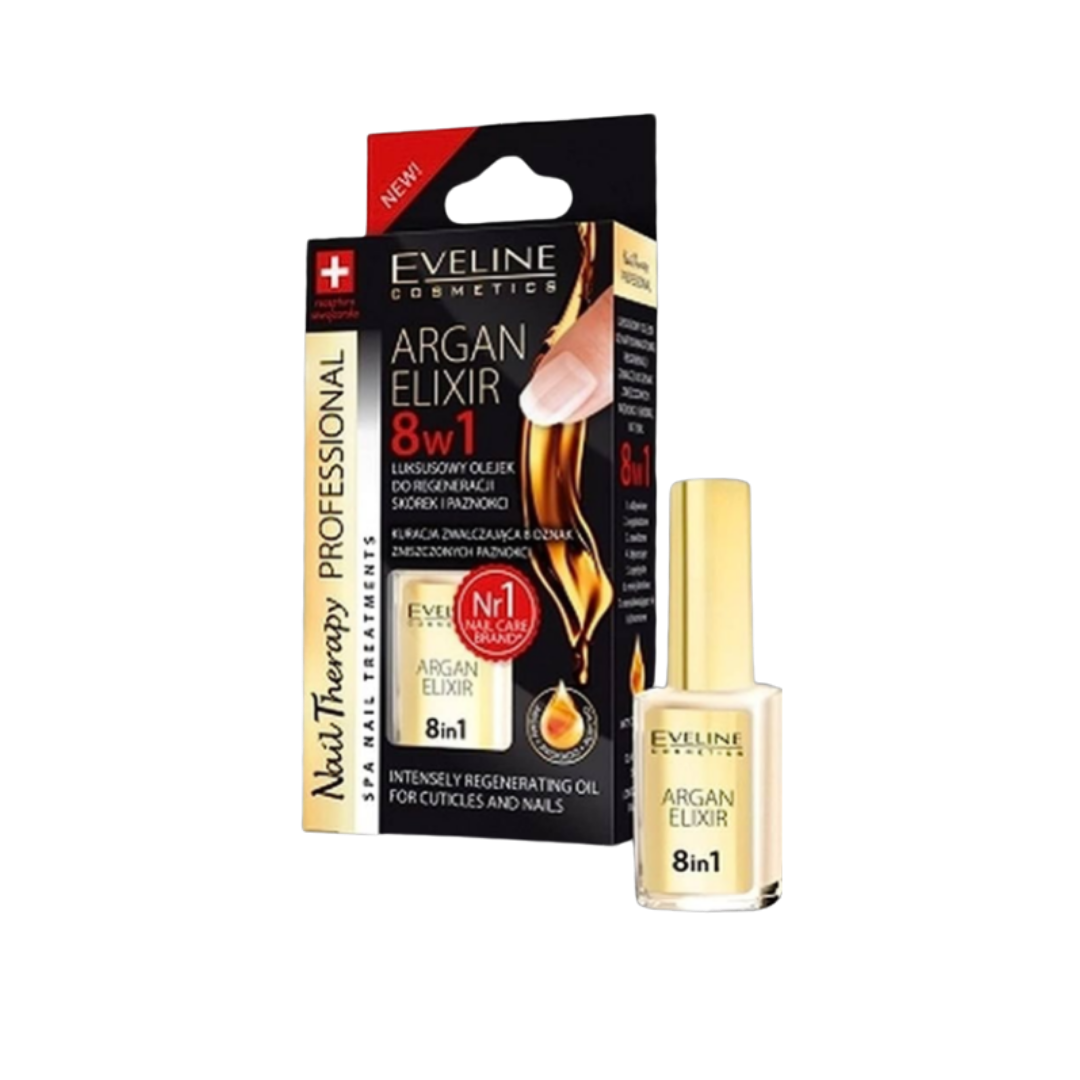 EVELINE Nail Therapy Nail Strengthening Oil 12ml with Argan - 12ml | ايفلين مقوي للأظافر و الجلد المحيط بزيت الأرغان - 12 مل