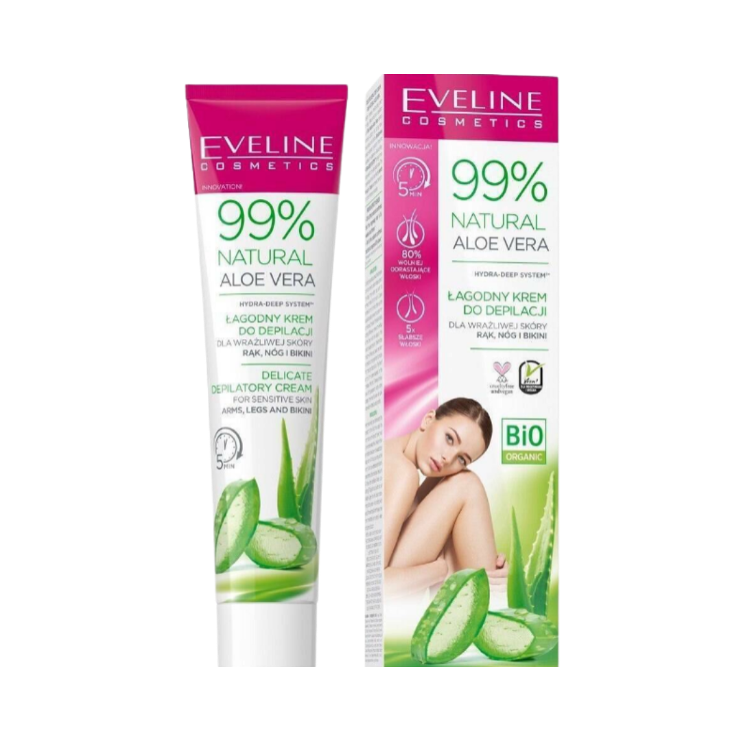 Bio 99Natural Aloe Vera Delicate Depilatory Cream Arms Legs Bikini - 125ml | Kîma rakirina porê aloe vera ya xwezayî - 125 ml