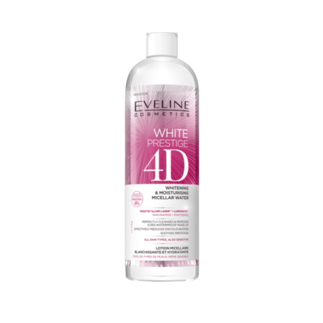 Eveline White Prestige 4D Whitening & Moisturising Micellar Water - 400 ml | ايفيلين مزيل مكياج و مفتح - 400 مل