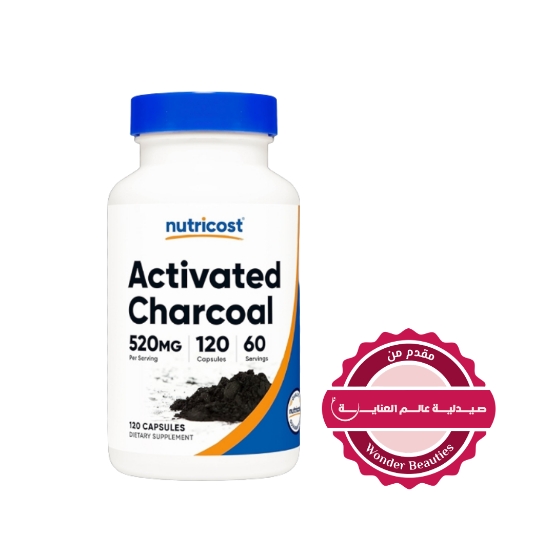 Nutricost Activated Charcoal 520mg -120 Capsules |نيوتريكوست فحم نشط 520 ملغ - 120 كبسولة