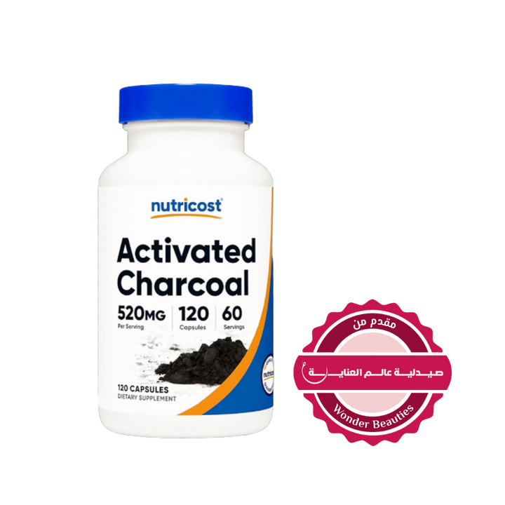 Nutricost Activated Charcoal 520mg -120 Capsules |نيوتريكوست فحم نشط 520 ملغ - 120 كبسولة