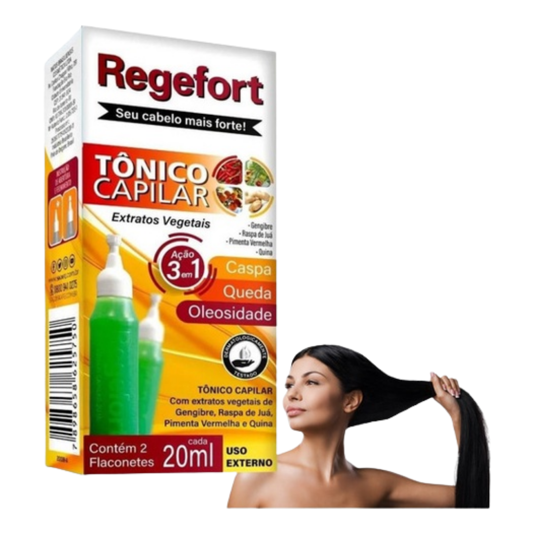 SKAFE Tonico Capilar 3 em 1 Regefort - 20ml |  سكاف تونك ضد القشرة والتساقط ومكثف للحاجب- 20 مل