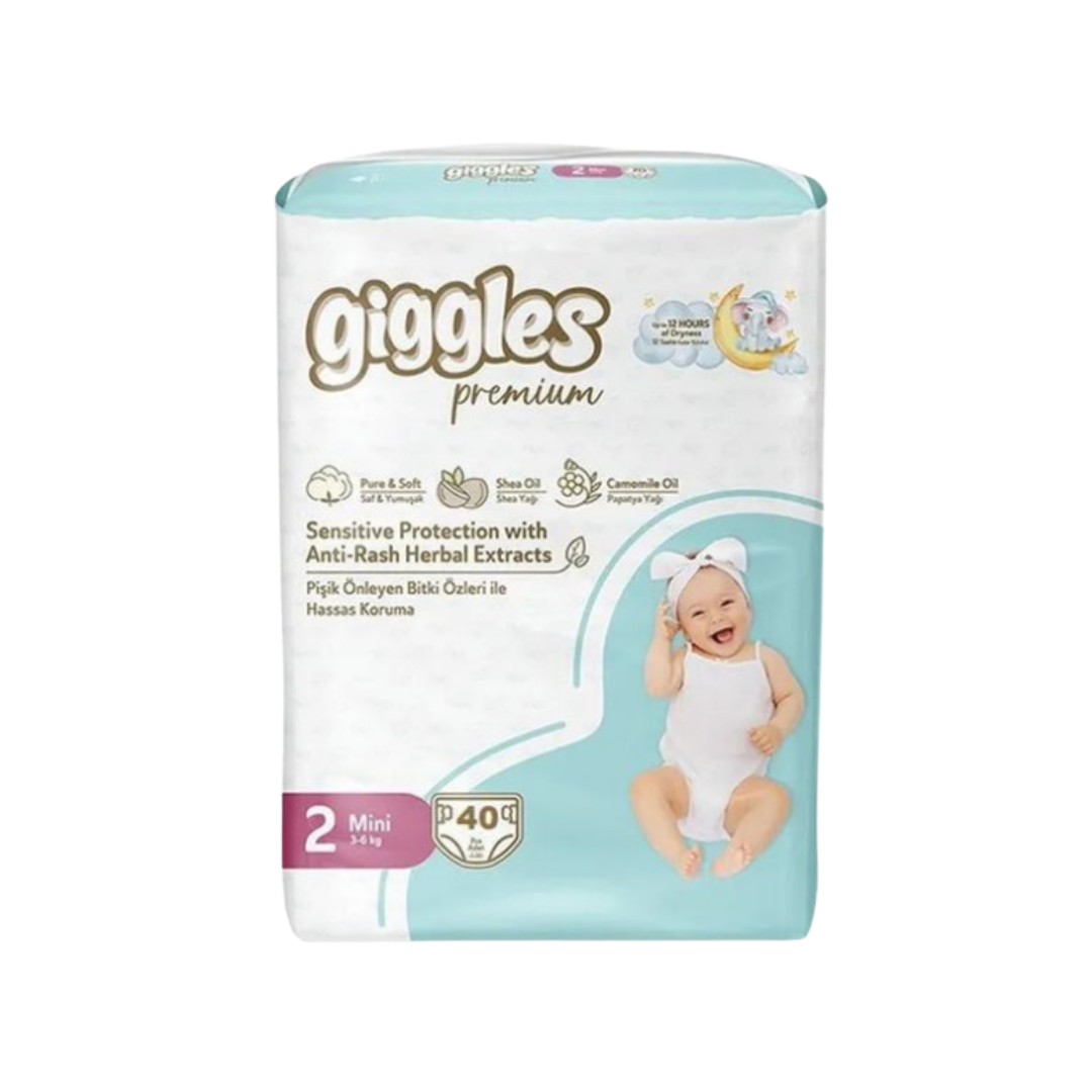 giggles 2 Mini 3_6 kg 40 Pcs | جيجي ليس حفاضات للأطفال بوزن 3_6 كغ - 40 قطعة