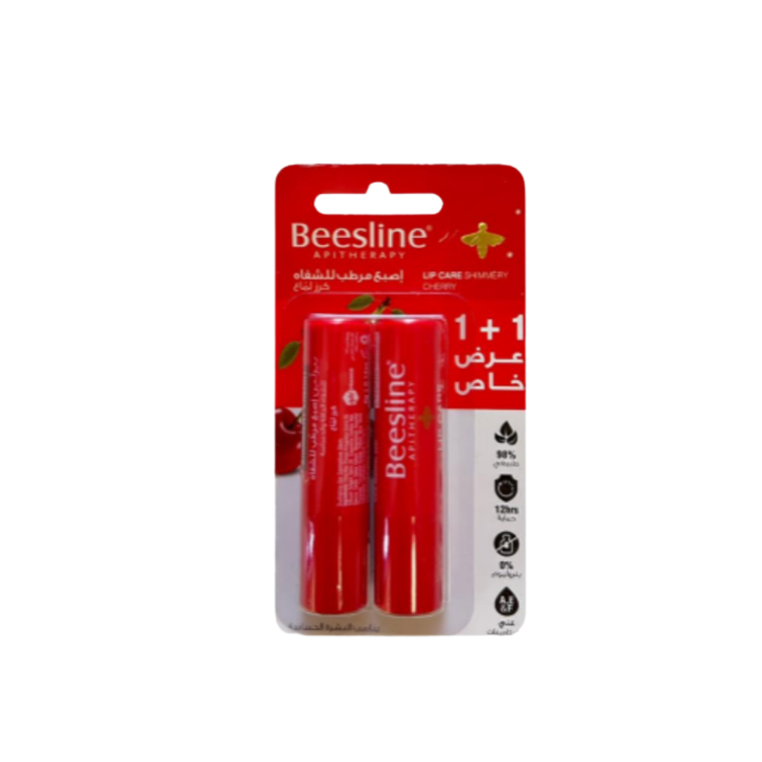 Beesline Lip Care Shimmery Cherry 1+1 Free - 4g |بيزلين مرطب شفاه بالكرز 1+1 مجانًا - 4 غرام