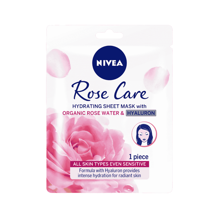 NIVEA Face Sheet Mask Hydrating, Rose Care with Organic Rose Water All Skin Types 1 Piece |  نيفيا ماسك ورقي للوجه للترطيب، عناية الورد بماء الورد العضوي لجميع أنواع البشرة – قطعة واحدة