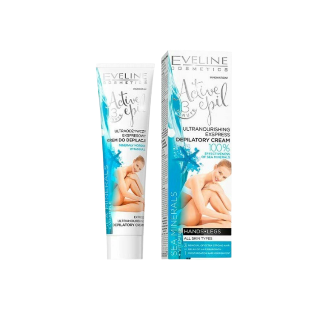 EVELINE Active Epil Depilatory Sea Minerals All Skin Types Depilatory Cream - 125ml | ايفلين كريم ازالة الشعر بمعادن البحر لجميع أنواع البشرة - 125 مل
