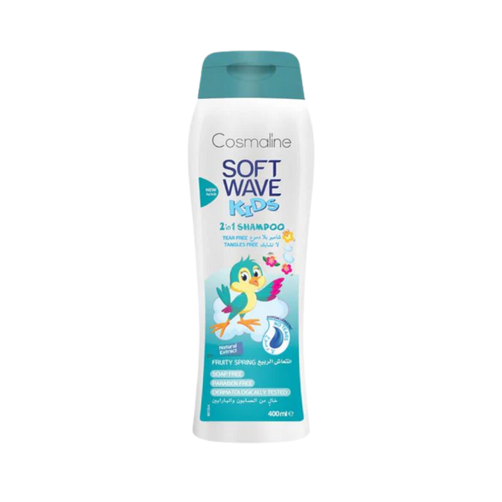 Cosmaline Soft Wave Fruity Spring Tear Free Shampoo For Kids - 400ml | شامبو سوفت ويف فروتي سبرينج للأطفال بدون دموع  من كوزمولاين  400 مل