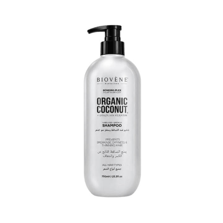 BIOVENE Organic Coconut + Brazilian Keratin Shampoo All Hair Types - 750ml | بيوفين شامبو جوز هند عضوي - 750مل
