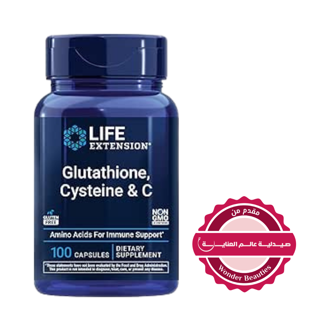 Life Extension Glutathione Cysteine &C-100 Capsules | لايف اكستنشن كبسولات الغلوتاتيون والسستئين وفيتامين سي - 100 كبسولة