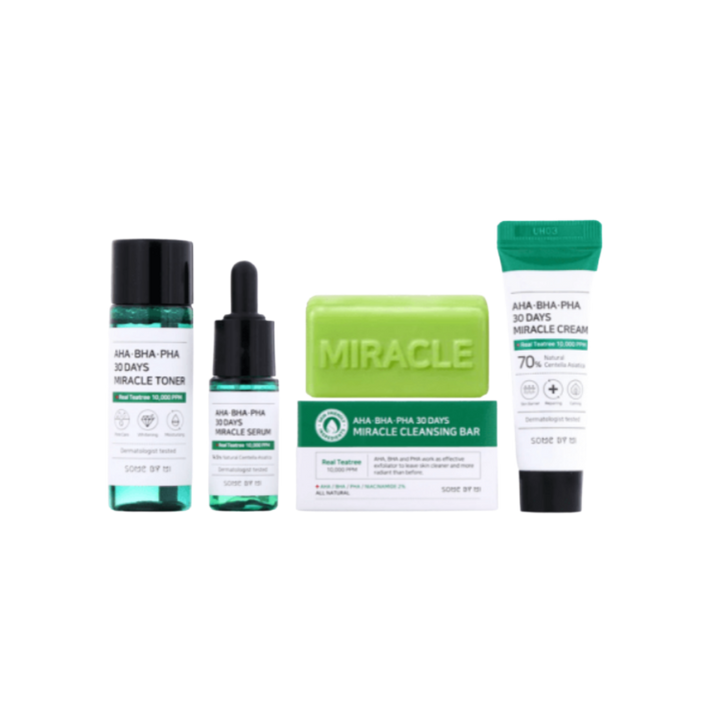 SOME BY MI Aha.Bha.Pha 30Days Starter Limited Edition 4 Pcs Set | سوم باي مي مجموعة الاحماض لتهدئة البشرة المعرضة للحبوب - 4 قطع