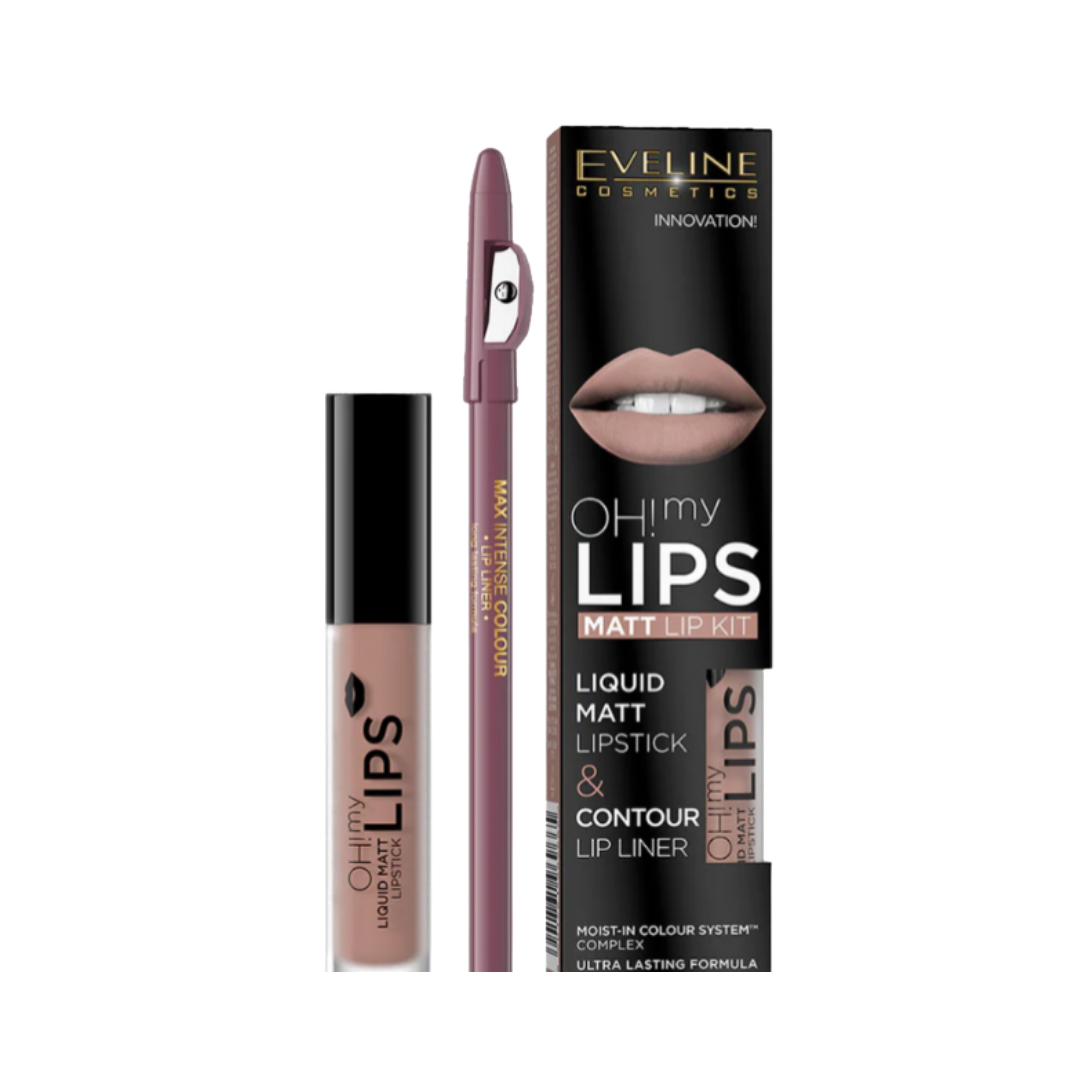 EVELINE Oh My Lips Matt Lipstick & Contour Lip Liner | ايفلين أحمر شفاه + قلم تحديد الشفاه