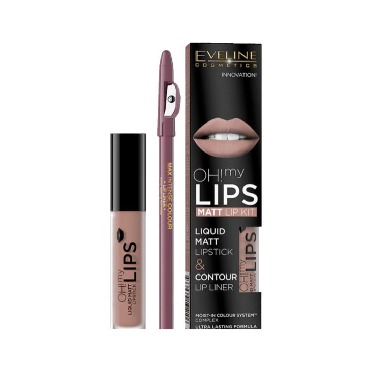 EVELINE Oh My Lips Matt Lipstick & Contour Lip Liner | ايفلين أحمر شفاه + قلم تحديد الشفاه