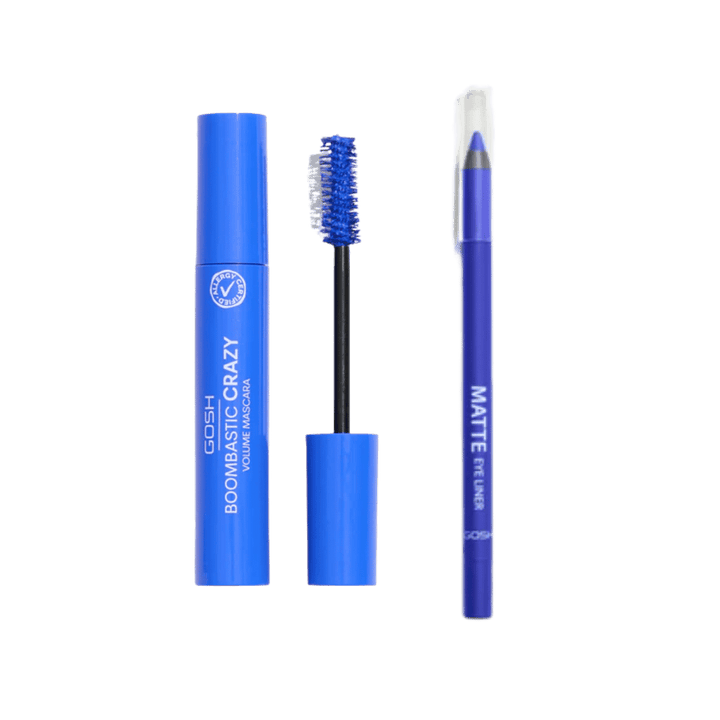 Gosh Boombastic Crazy 002 + Matte Eye Liner 008 Blue | جوش ماسكارا 002 و كحل بومباستيك 008