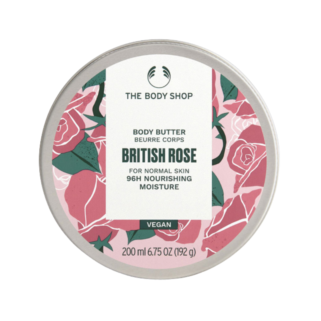 The Body Shop body butter British Rose For Normal Skin - 50ml | ذا بودي شوب زبدة الجسم برائحة الورد - 50 مل