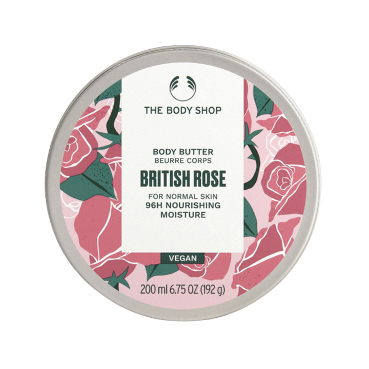 The Body Shop body butter British Rose For Normal Skin - 50ml | ذا بودي شوب زبدة الجسم برائحة الورد - 50 مل
