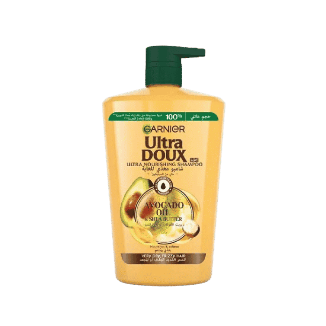 Garnier Ultra Doux Avocado Oil & Shea Butter Shampoo - 1000ml | غارنييه شامبو ألترا دو المغذي بزيت الأفوكادو وزبدة الشيا - 1000 مل