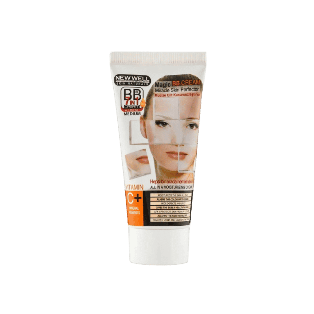 NEW WELL BB cream 7 im 1  Vitamin C MEDIUM ORTA - 50 ml | نيو ويل بي بي كريم بالفيتامين سي - 50 مل