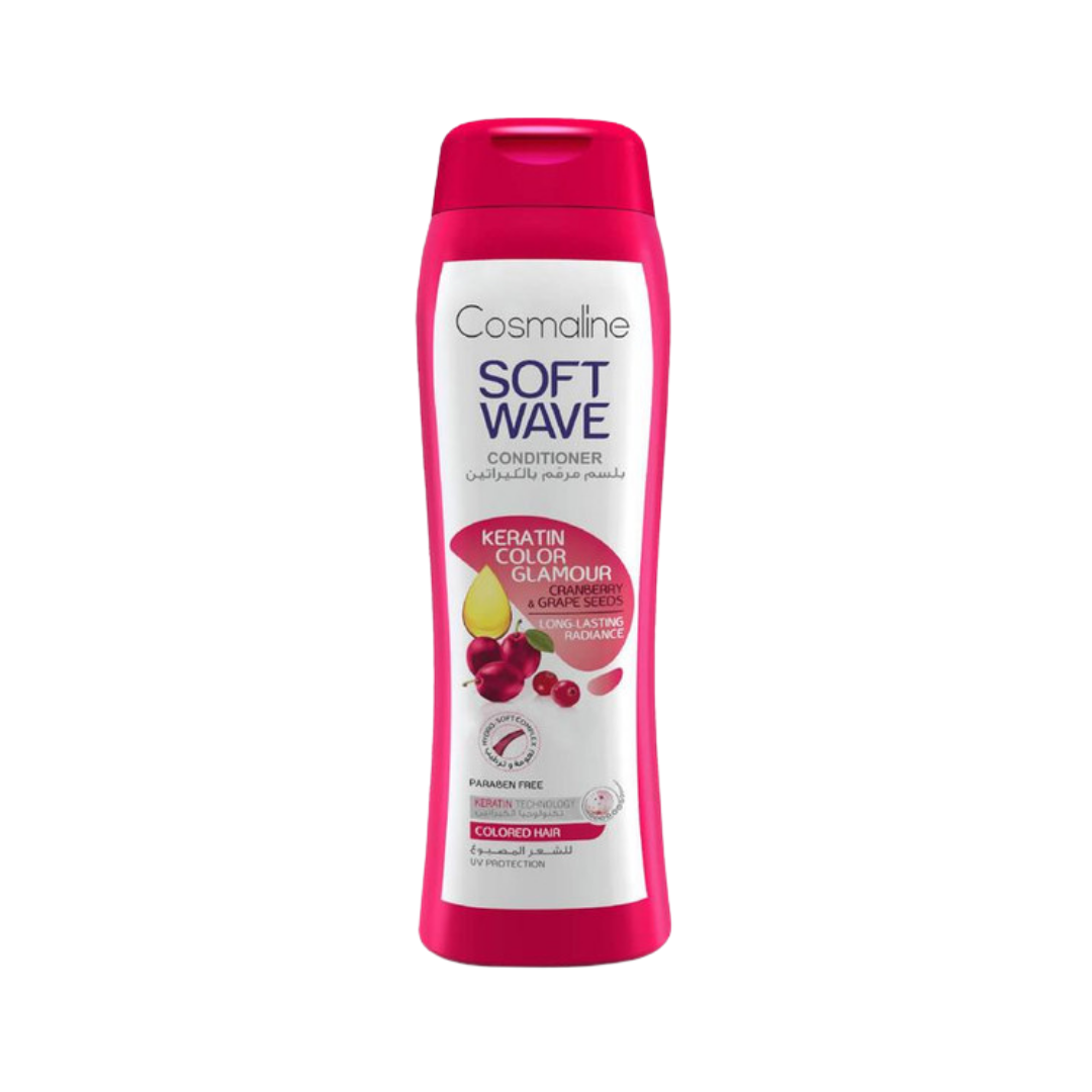 Cosmaline Soft Wave Keratin Color Glamour Colored Hair Conditioner - 400ml | كوزمالين بلسم للشعر المصبوغ سوفت ويف كولور جلامور - 400 مل