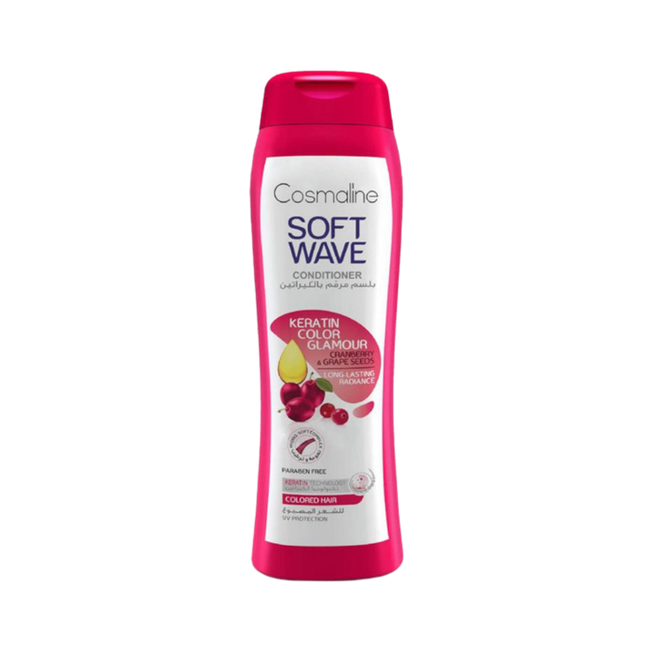 Cosmaline Soft Wave Keratin Color Glamour Colored Hair Conditioner - 400ml | كوزمالين بلسم للشعر المصبوغ سوفت ويف كولور جلامور - 400 مل