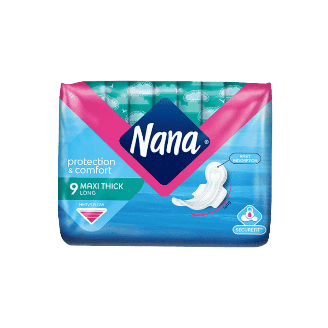 Nana Protection & Comfort Maxi Thick Long - 9pads | نانا فوط نانا ماكسي ثيك طويلة - 9 قطع