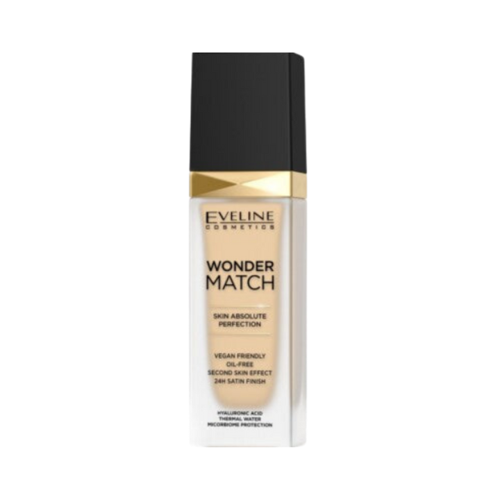 EVELINE Wonder Match Foundation Vegan Friendly Oil-Free - 30ml | ايفلين كريم أساس خالي من الزيوت - 30 مل
