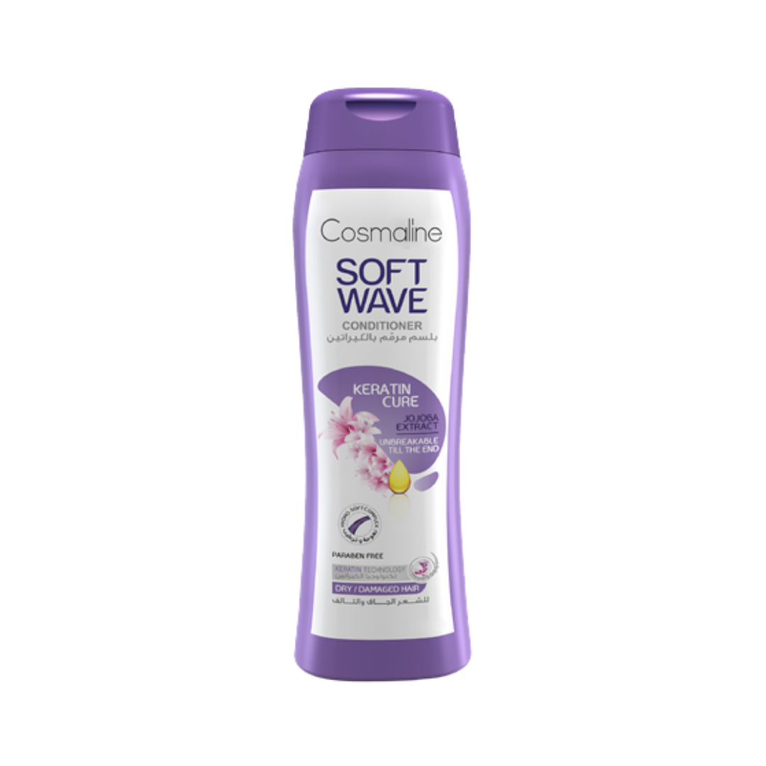 Cosmaline Soft Wave Keratin Cure Conditioner For Dry & Damaged Hair - 400ml | كوزمالين بلسم بالكيراتين للشعر الجاف والمتضرر - 400 مل
