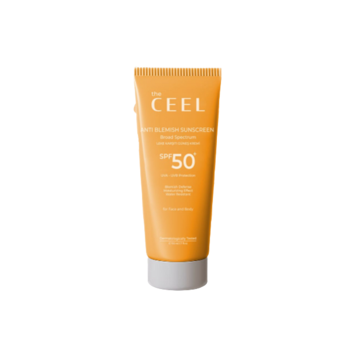 the CEEL Anti Blemish Sunscreen Spf50+ Broad Spectrum -50ml | ذا سيل واقي شمسي يمنع التصبغات - 50 مل