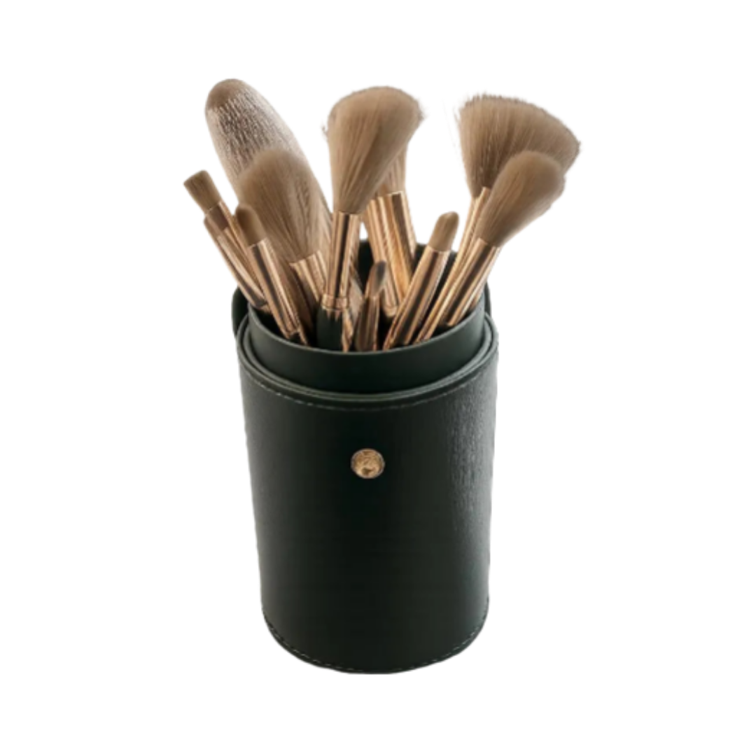Tools & Cases Set Brush Leather | طقم فرش مكياج مع حافظة جلدية