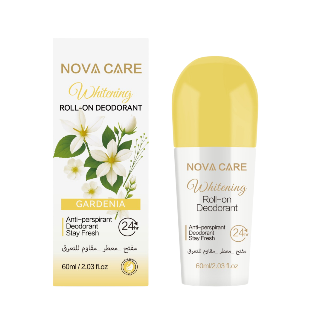 NOVA CARE  Whitening Roll-On Deodorant 24h Anti-Perspirant Gardenia - 60ml | نوفا كير مزيل تعرق رول برائحة الغاردينيا - 60 مل