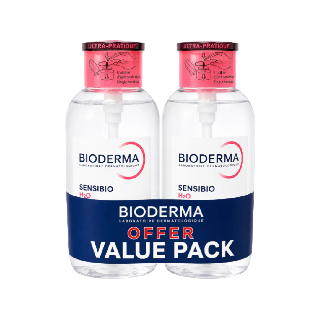 BIODERMA Sensibio H2O Micellar Makeup Remover Specil Offer - 500x500ml| بيوديرما مزيل مكياج مايسلير -500 *500مل