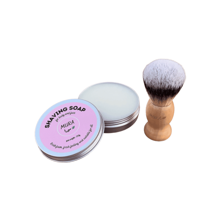 Mura Shaving Soap For Body & Face + Brush - 110g | مورا صابونة و فرشة الحلاقة - 110 غرام