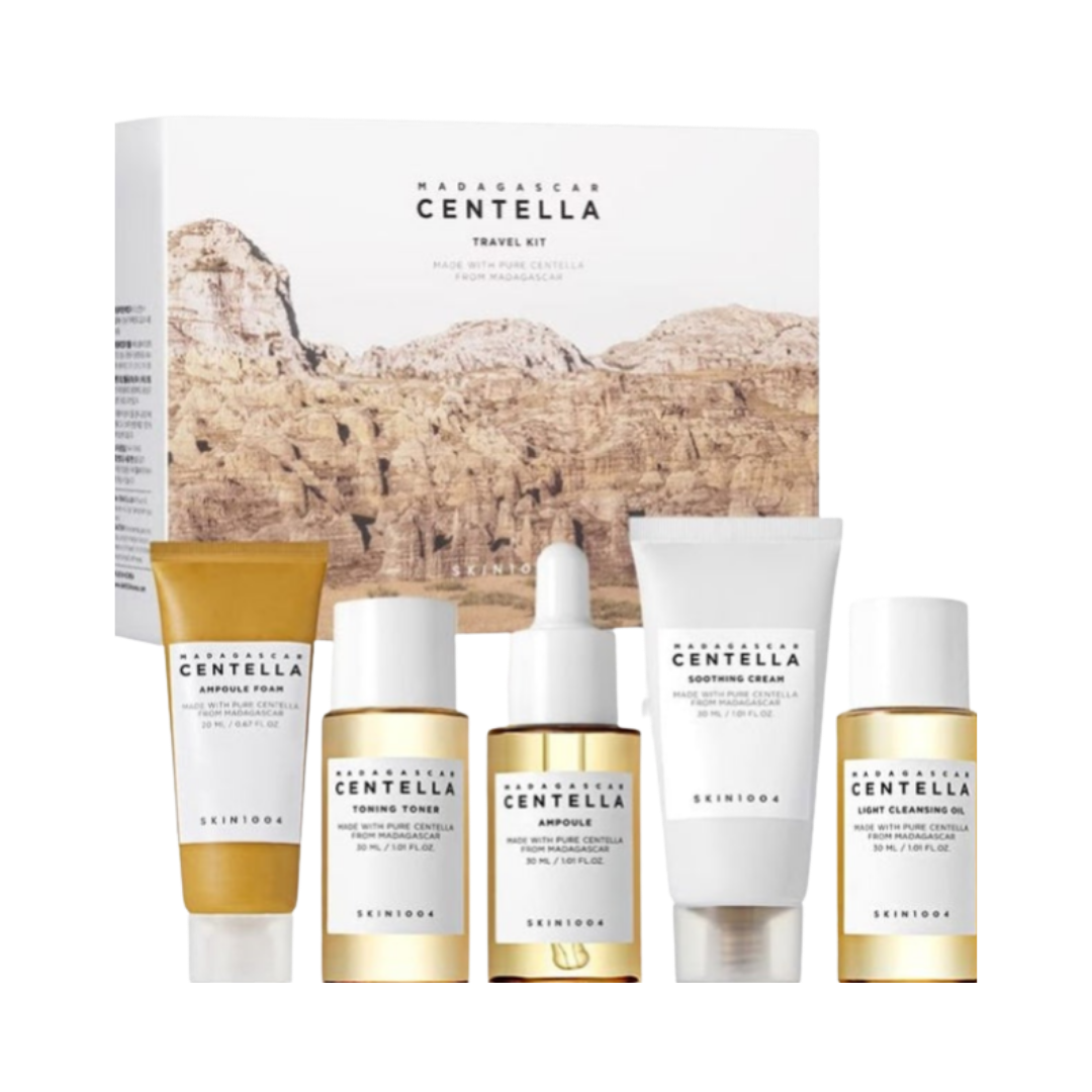 SKIN1004 Travel Kit Box version -30x20x30x30x30ml | سكين1004 مجموعة عناية بالبشرة بحجم مناسب للسفر - 30x20x30x30x30 مل