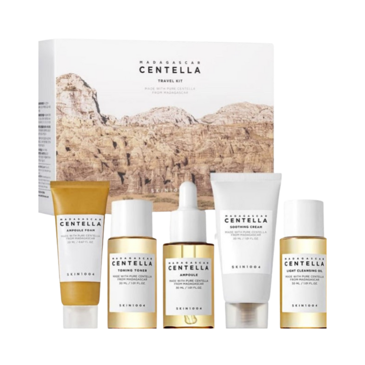 SKIN1004 Travel Kit Box version -30x20x30x30x30ml | سكين1004 مجموعة عناية بالبشرة بحجم مناسب للسفر - 30x20x30x30x30 مل