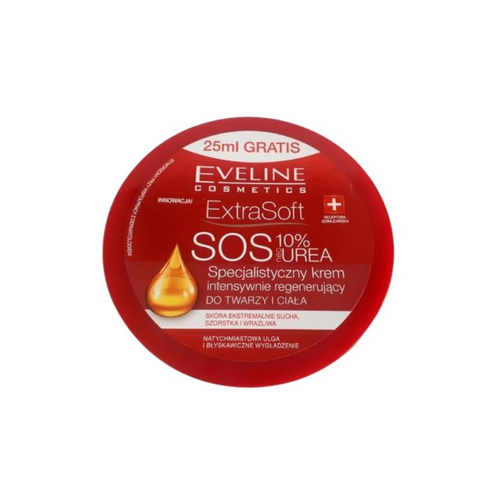 Eveline Extra Soft Sos 10% Urea face And Body Cream - 175ml | ايفيلين كريم للوجه و الجسم باليوريا - 175 مل