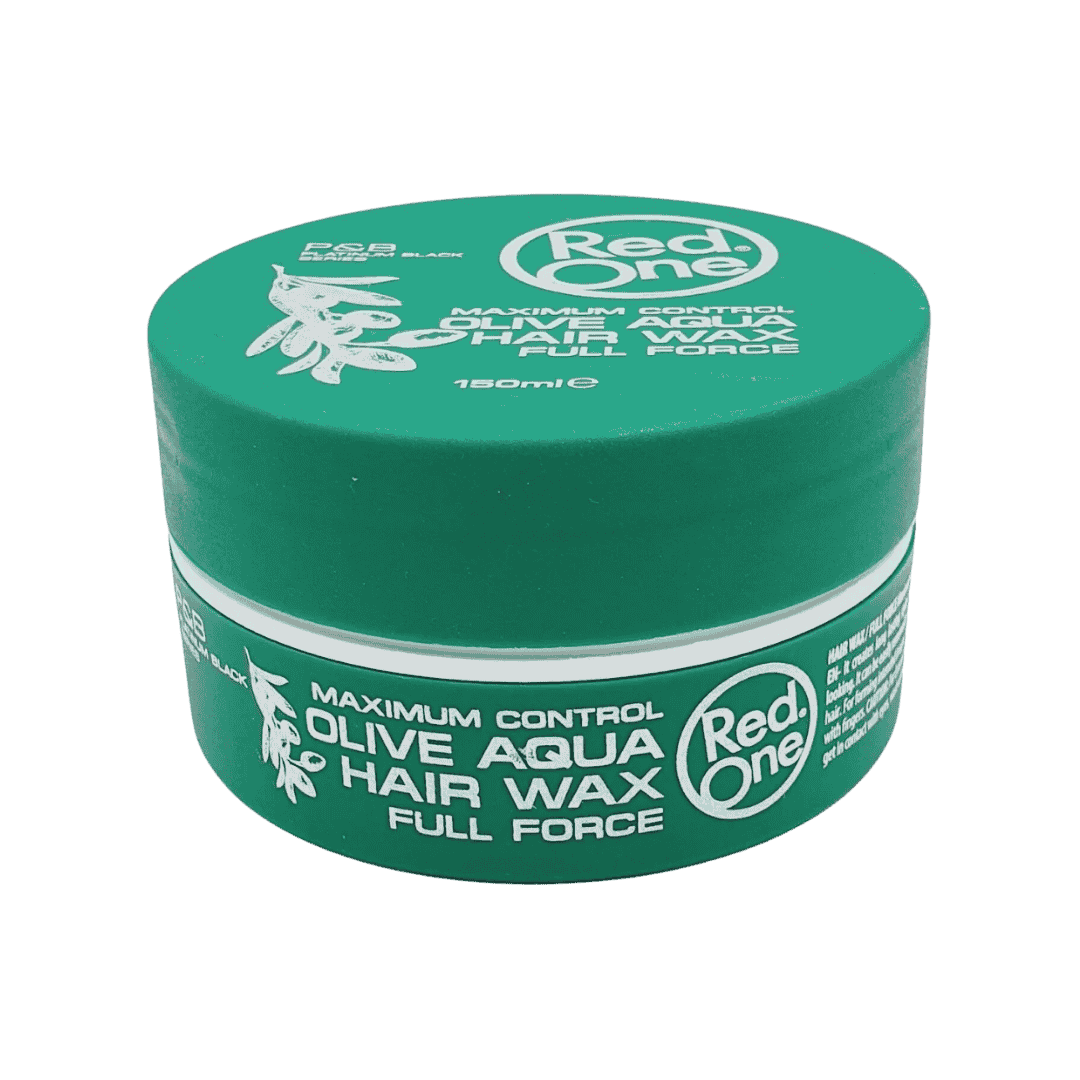 RED ONE Olive Aqua Hair Gel Wax Dark Green - 150ml | ريد ون واكس للشعر بزيت الزيتون دارك غرين - 150 مل