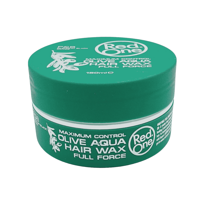 RED ONE Olive Aqua Hair Gel Wax Dark Green - 150ml | ريد ون واكس للشعر بزيت الزيتون دارك غرين - 150 مل