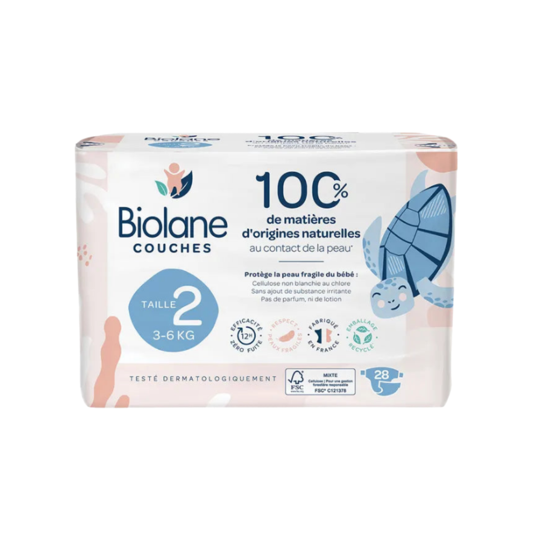 Biolane Natural Diapers  Diapers Size 2 - 28pcs | بايولان حفاضات للأطفال حجم 2 - 28 قطعة