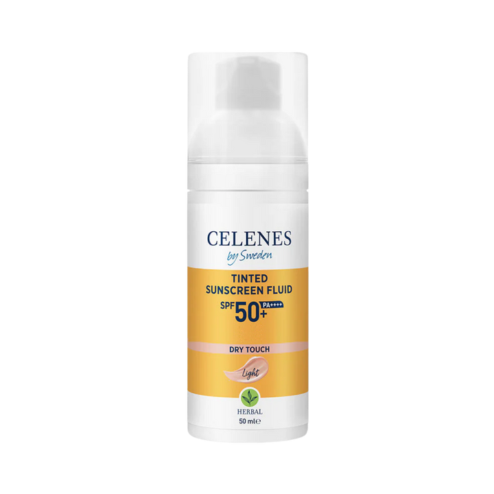 Celenes by Sweden Tinted Sunscreen Fluid Spf50 Dry Touch - 50ml | سيلينس واقي شمسي سائل مع لون spf50 - 50 مل