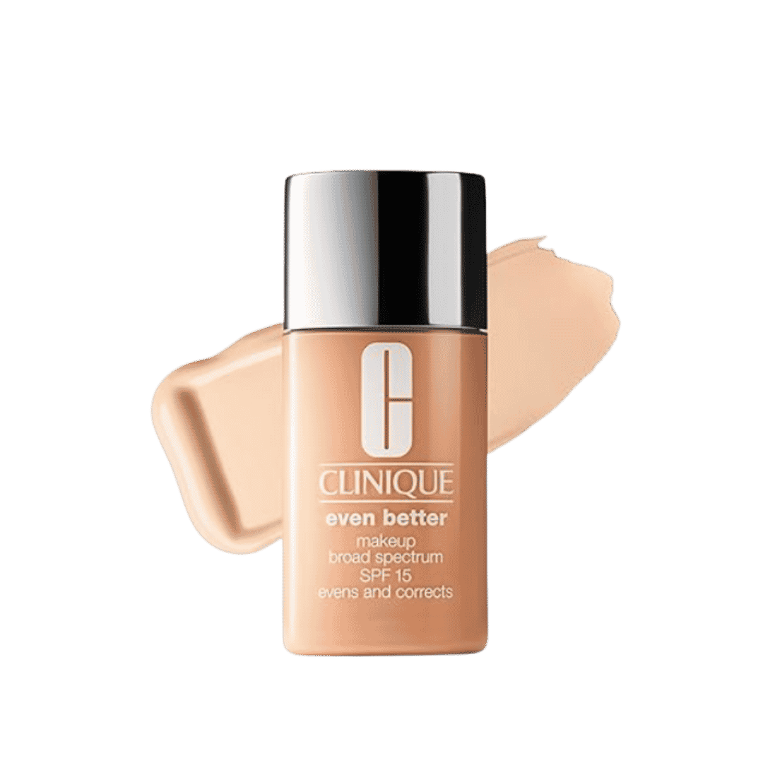 Clinique Even Better Makeup SPF 15 liquid foundation in rectangular bottle with glossy black cap.