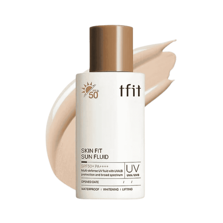 tfit Skin Fit Sun Fluid SPF50+ PA++++ - 50g | تي فيت واقي شمسي مع لون سكين فيت - 50 غ