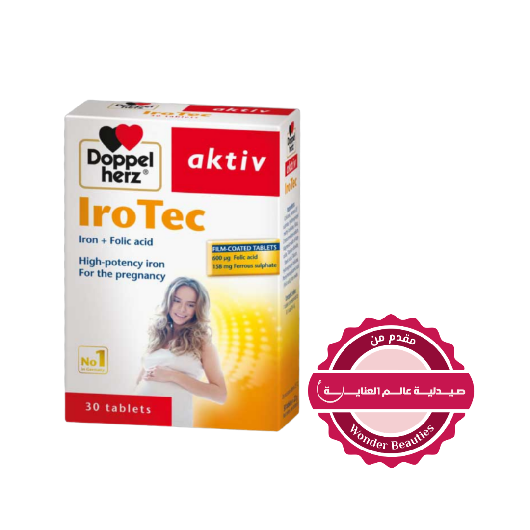 Doppel herz IroTec Iron + folic acid - 30 Tablets |دوبل هيرز إيروتك حديد + حمض الفوليك – 30 قرص