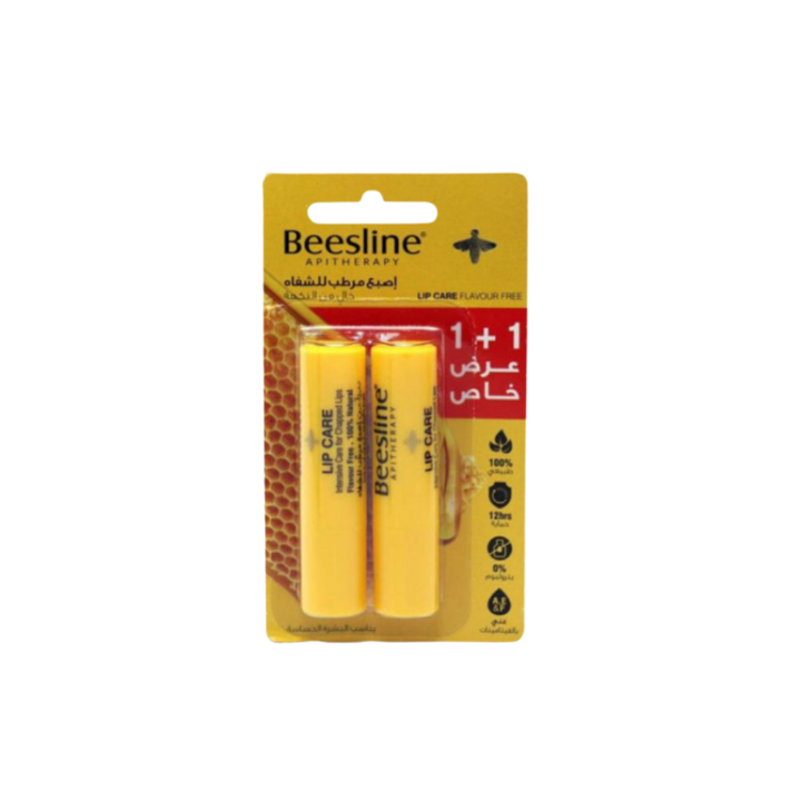 Beesline Lip Care Flavour Free -  2x4g | بيزلين مرطب الشفاه خالي من نكهة - قطعتين 4 غرام