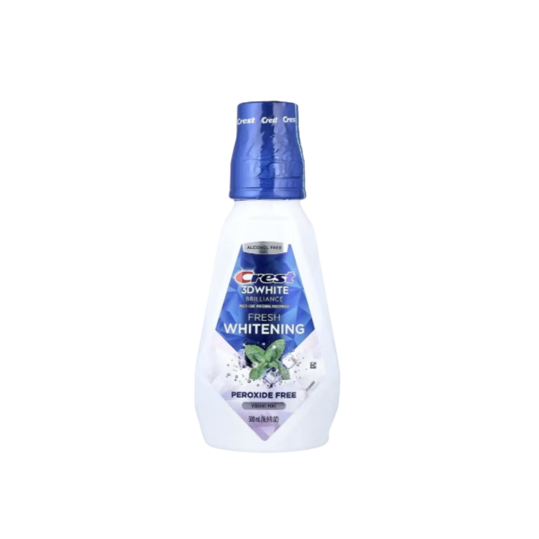 Crest 3D White Brilliance Fresh Whitening Mouthwash Alcohol Free Vibrant Mint - 500ml | كريست غسول الفم المنعش - 500 مل
