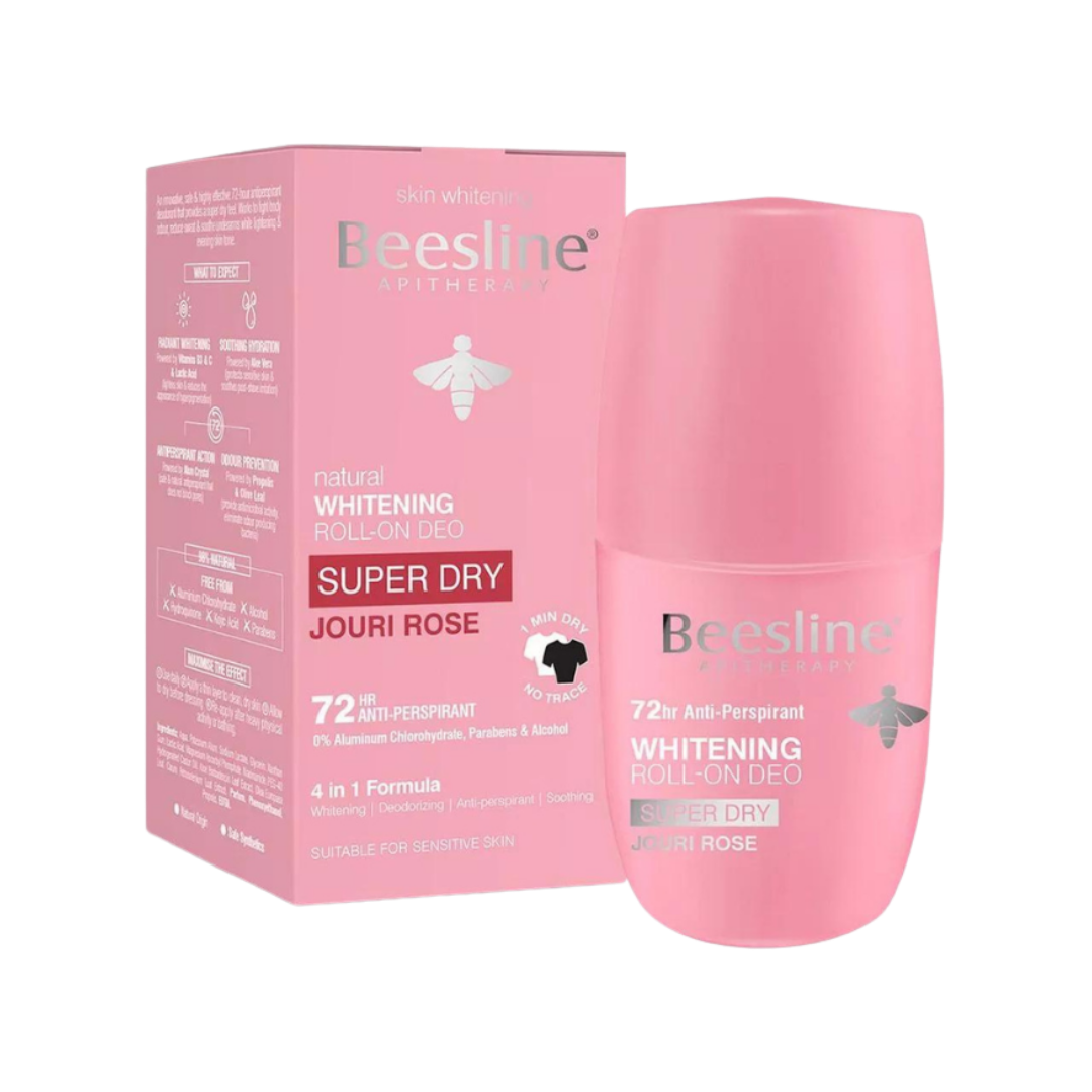 Beesline Whitening Roll On Super Dry Jouri Rose - 50ml | بيزلين رول اون تفتيح فائق برائحة الورد الجوري - 50 مل