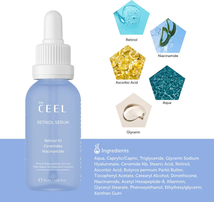 the CEEL Retinol Serum Anti-Wrinkle and Anti-Aging - 30ml | سيل سيروم الريتينول المضاد للتجاعيد - 30 مل