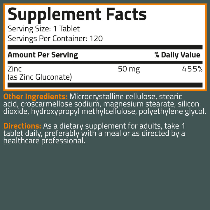 BRONSON Zinc 50 mg - 120 Vegetarian Capsules | برونسون زنك 50 ملغم - 120 كبسولة نباتية